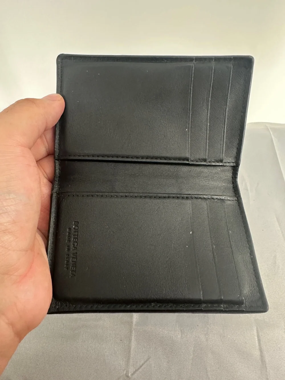 Bottega Veneta Cassette Flap Card Case Wallet Black Leather